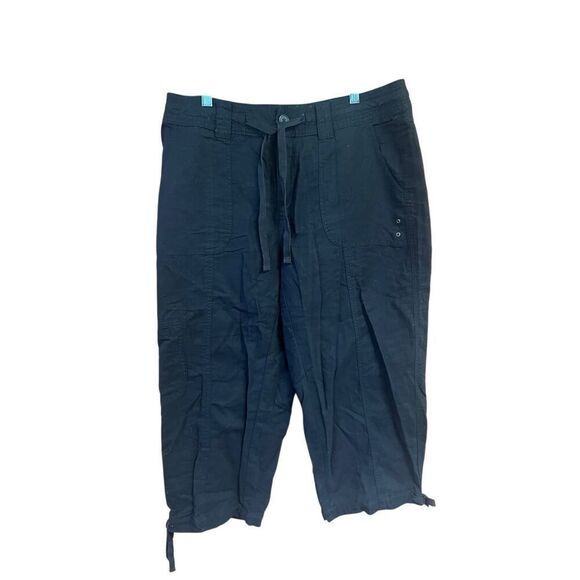 ST. John’s Bay Black Linen/Cotton Capris Sz 14W NWT - Picture 1 of 9
